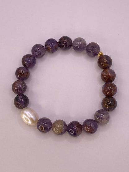 Super Seven and Pearl Beaded Bracelet