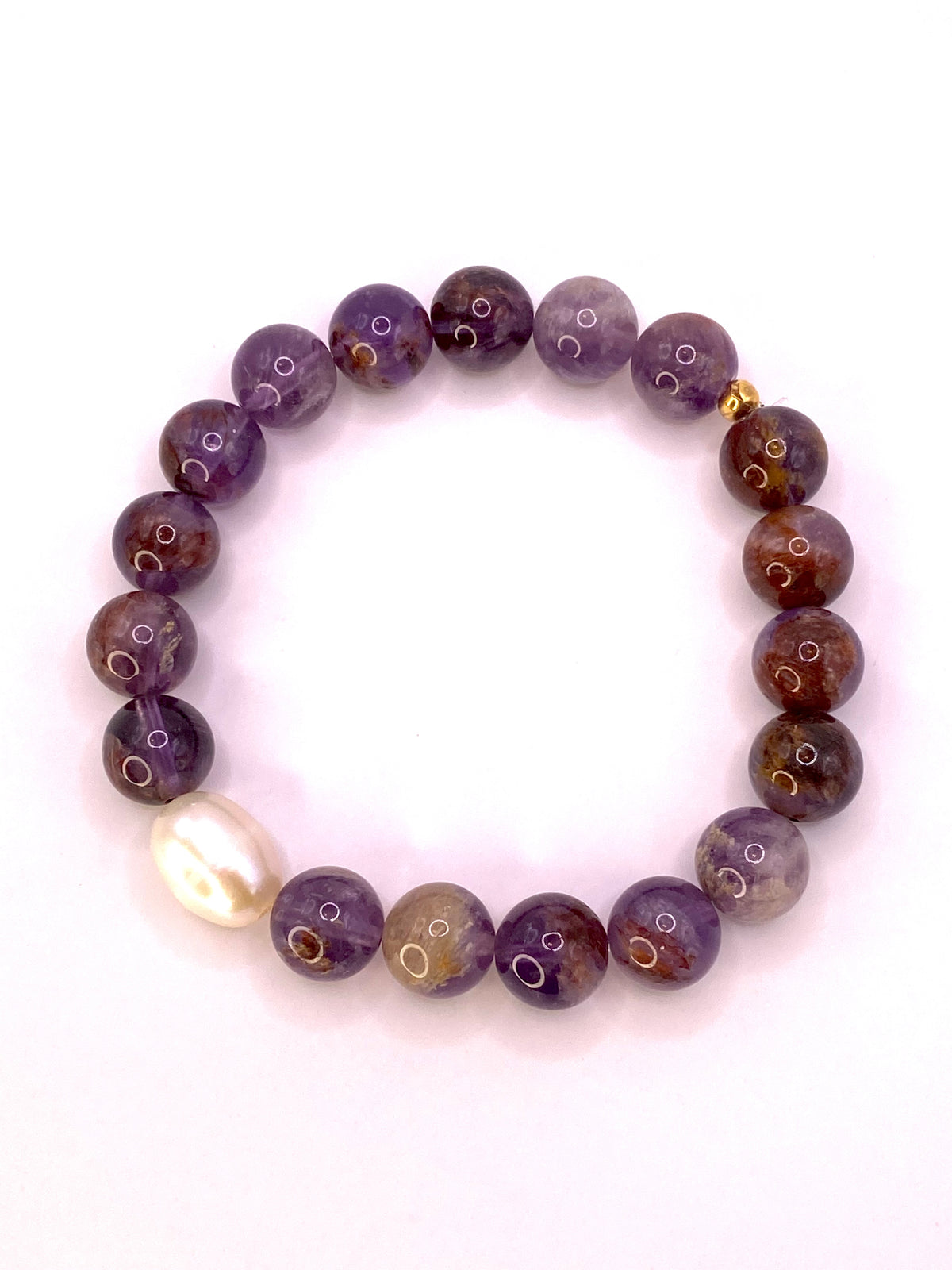 Super Seven and Pearl Beaded Bracelet