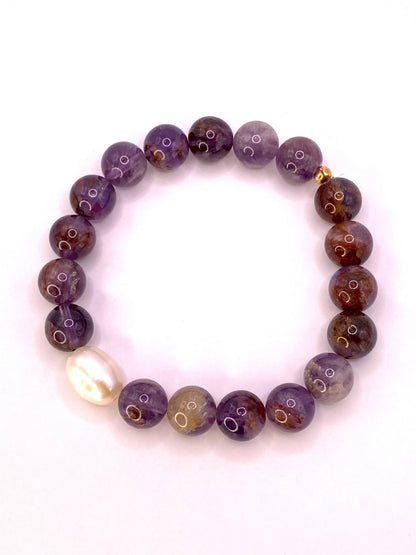 Super Seven and Pearl Beaded Bracelet