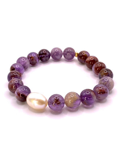 Super Seven and Pearl Beaded Bracelet