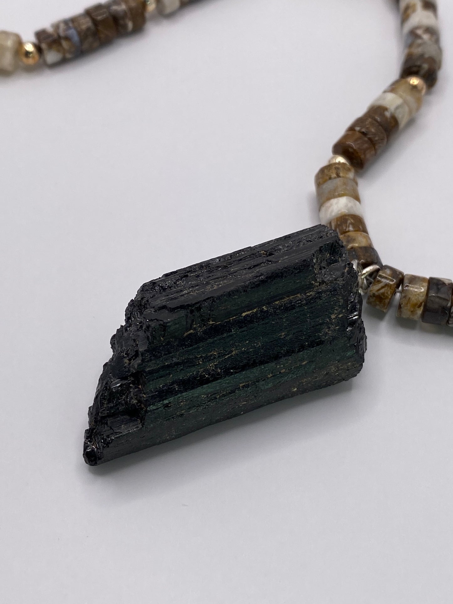 Black Tourmaline and Brown Opal Necklace