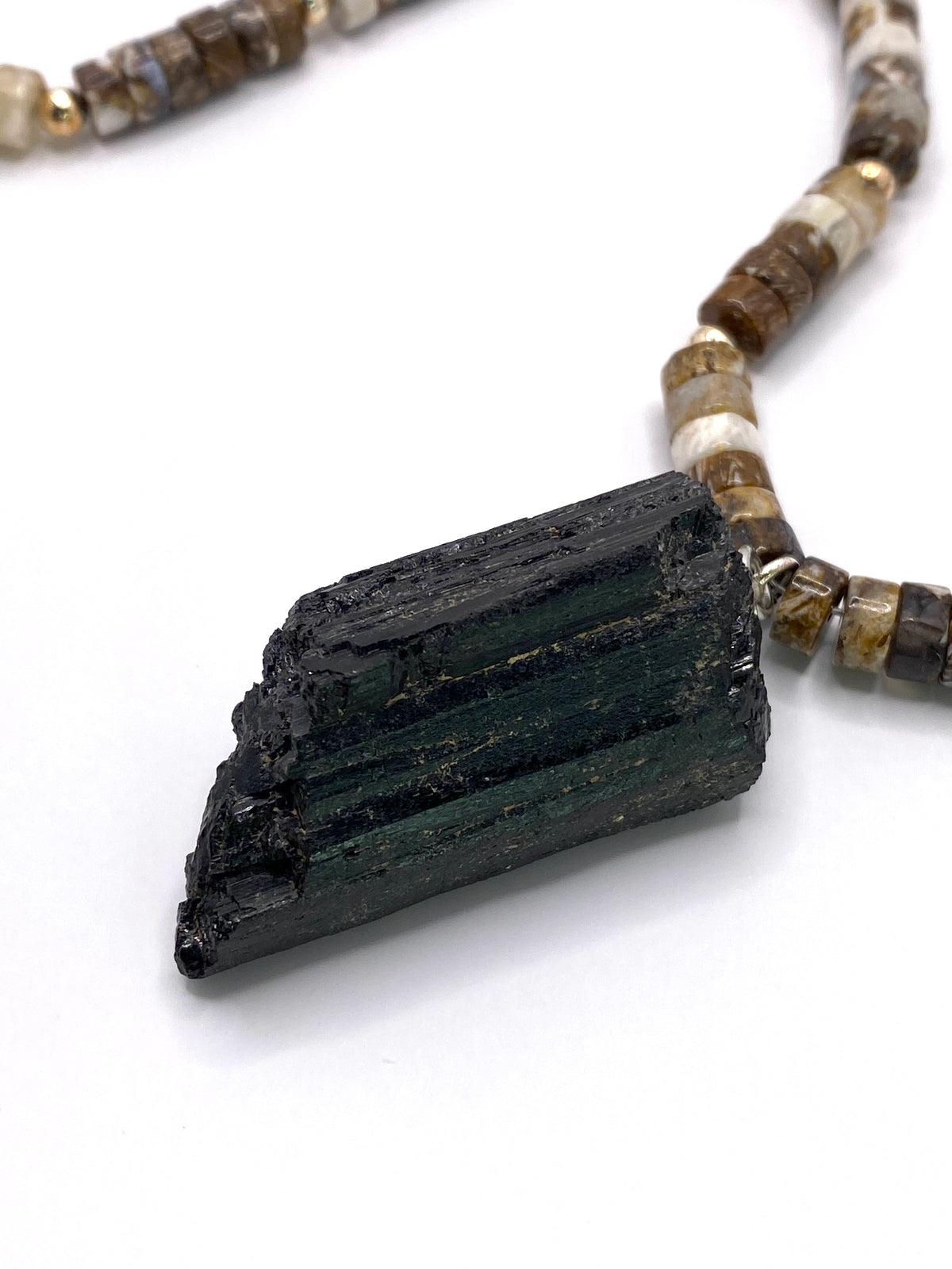 Black Tourmaline and Brown Opal Necklace