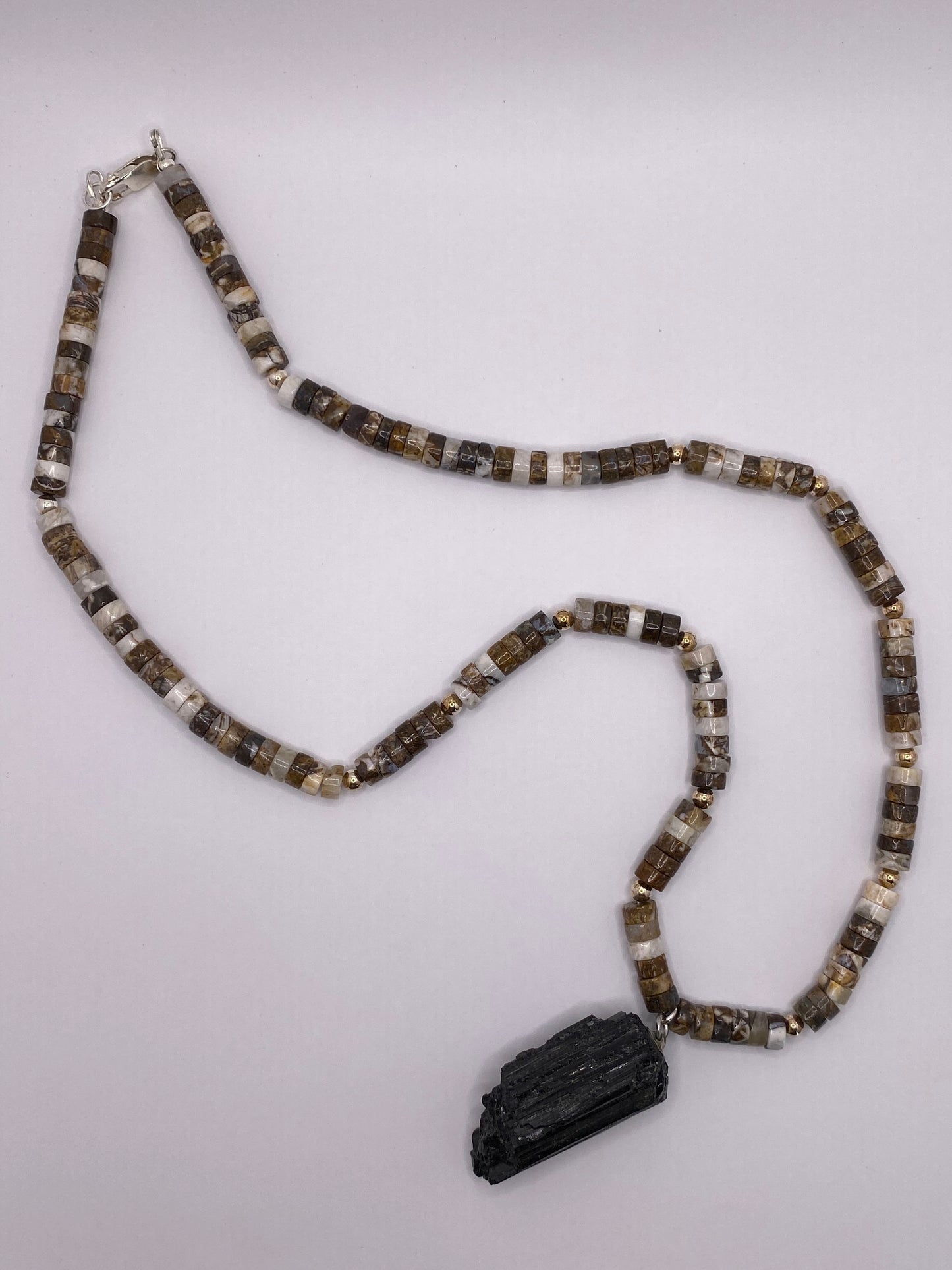 Black Tourmaline and Brown Opal Necklace