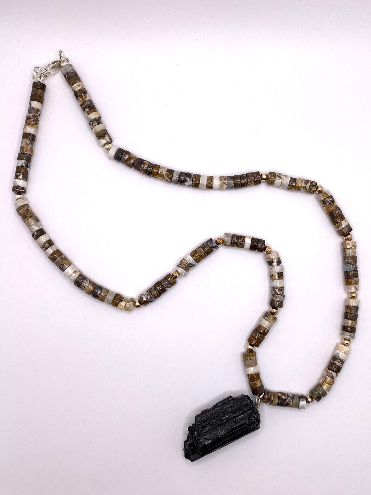 Black Tourmaline and Brown Opal Necklace