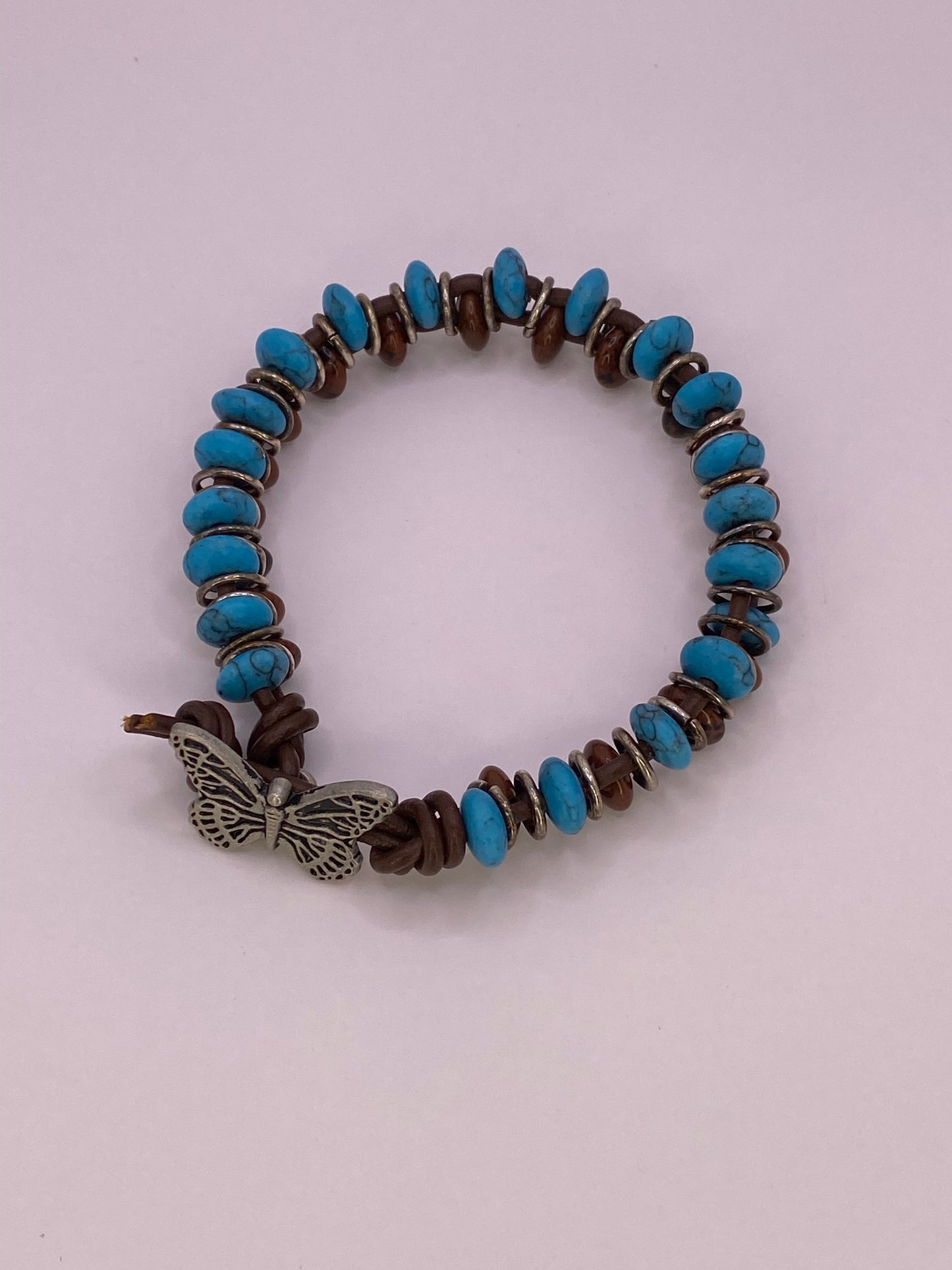 Leather, Turquoise and Tiger Eye Bracelet