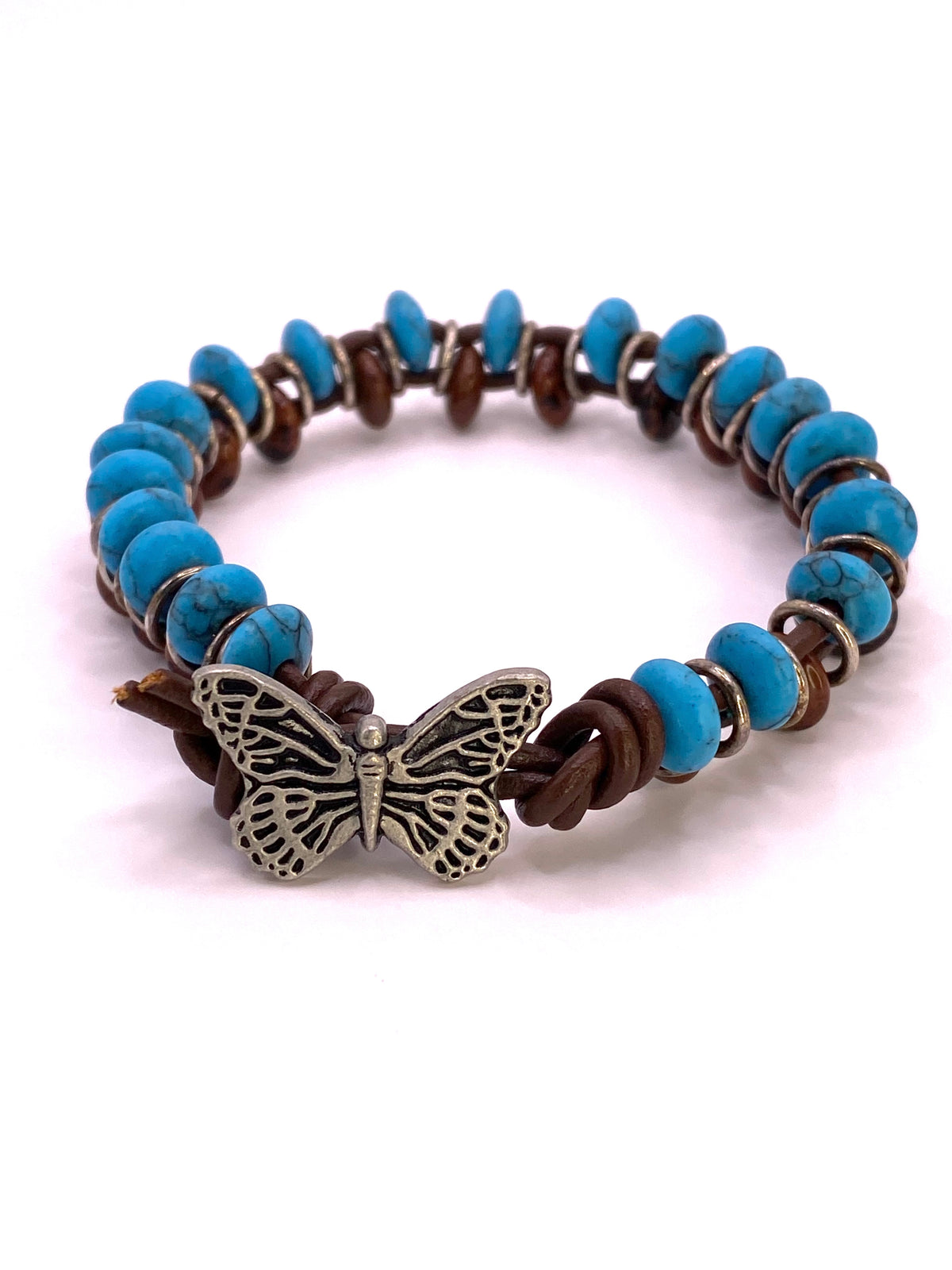 Leather, Turquoise and Tiger Eye Bracelet
