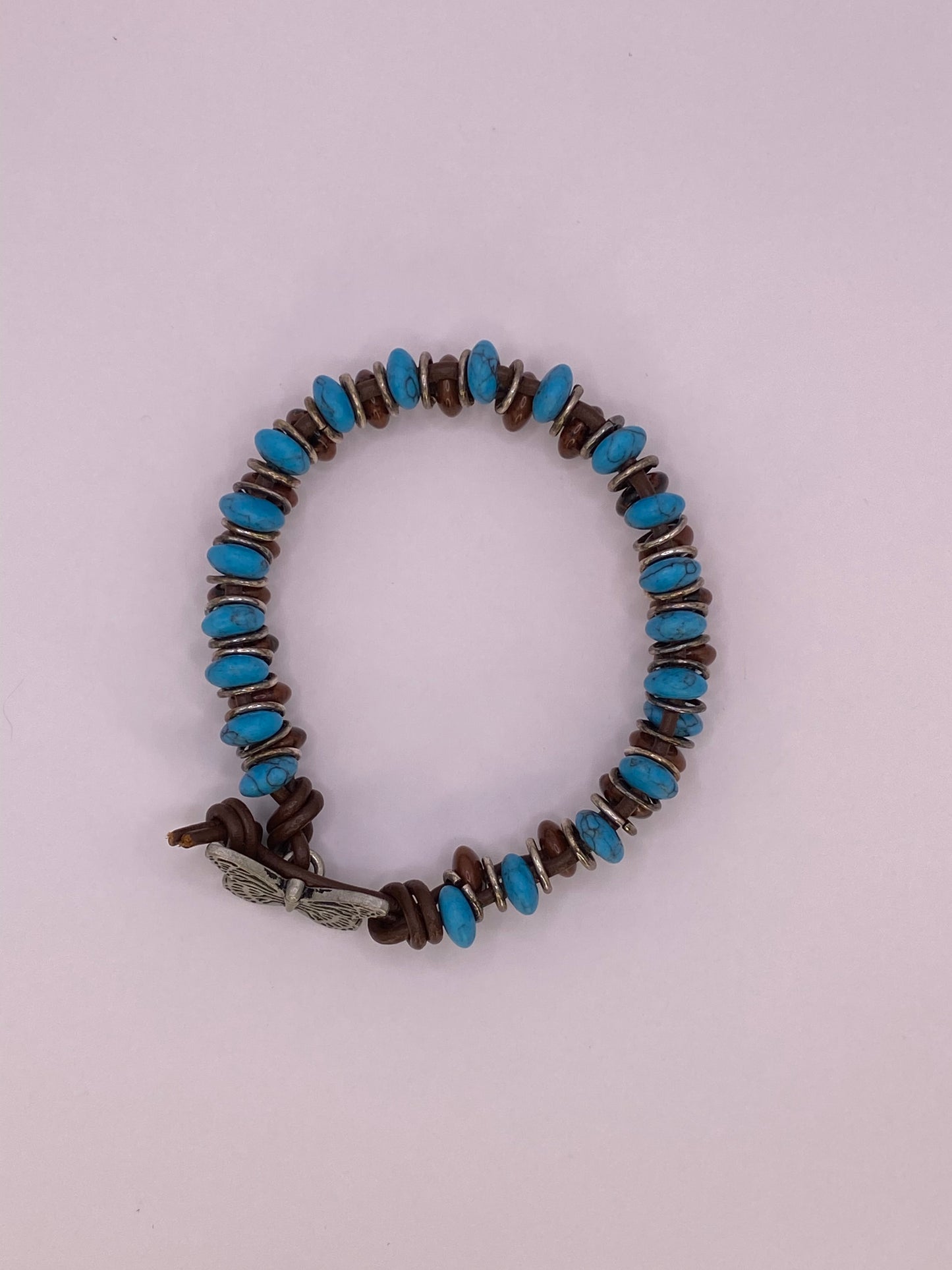 Leather, Turquoise and Tiger Eye Bracelet