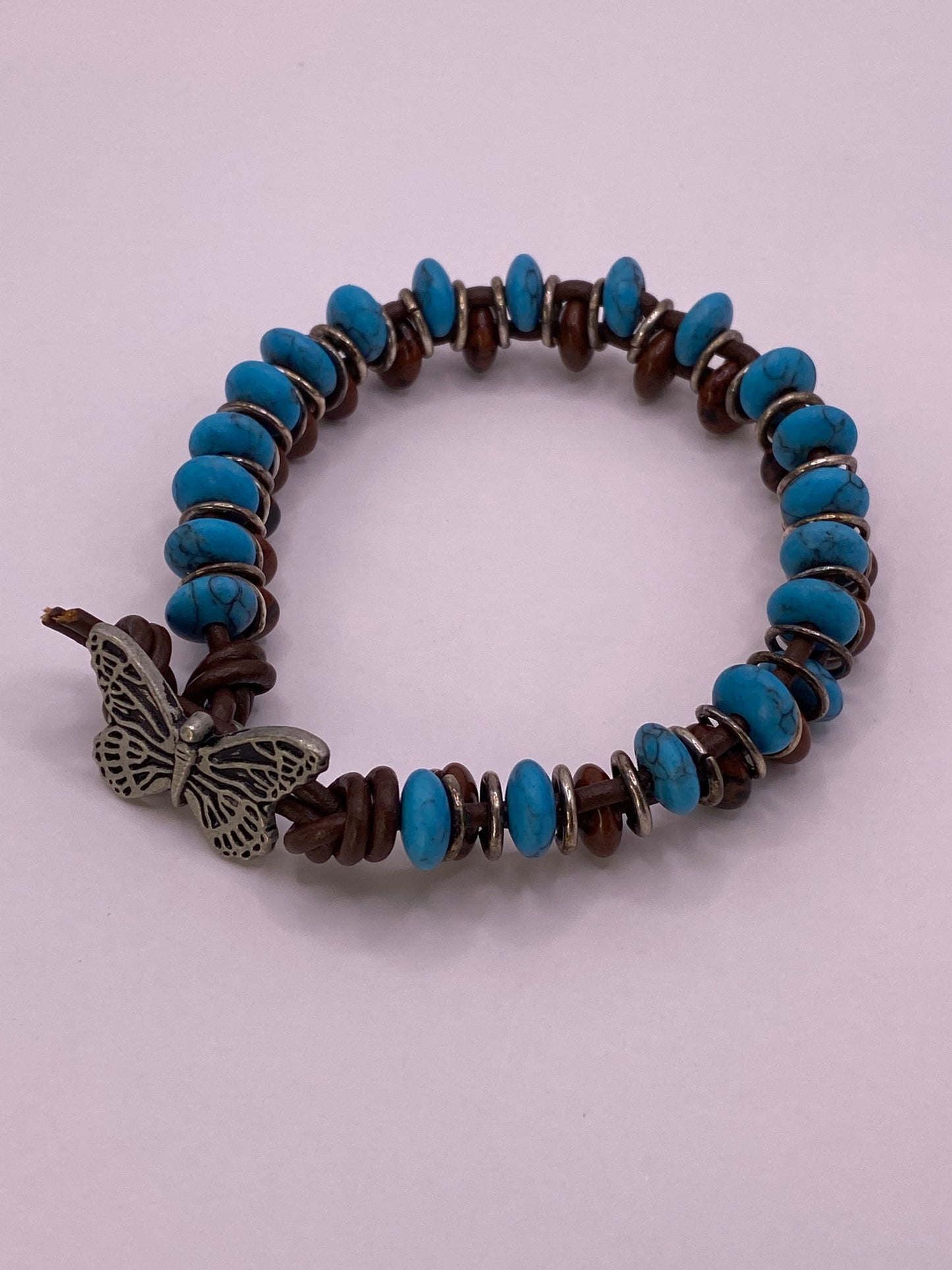 Leather, Turquoise and Tiger Eye Bracelet
