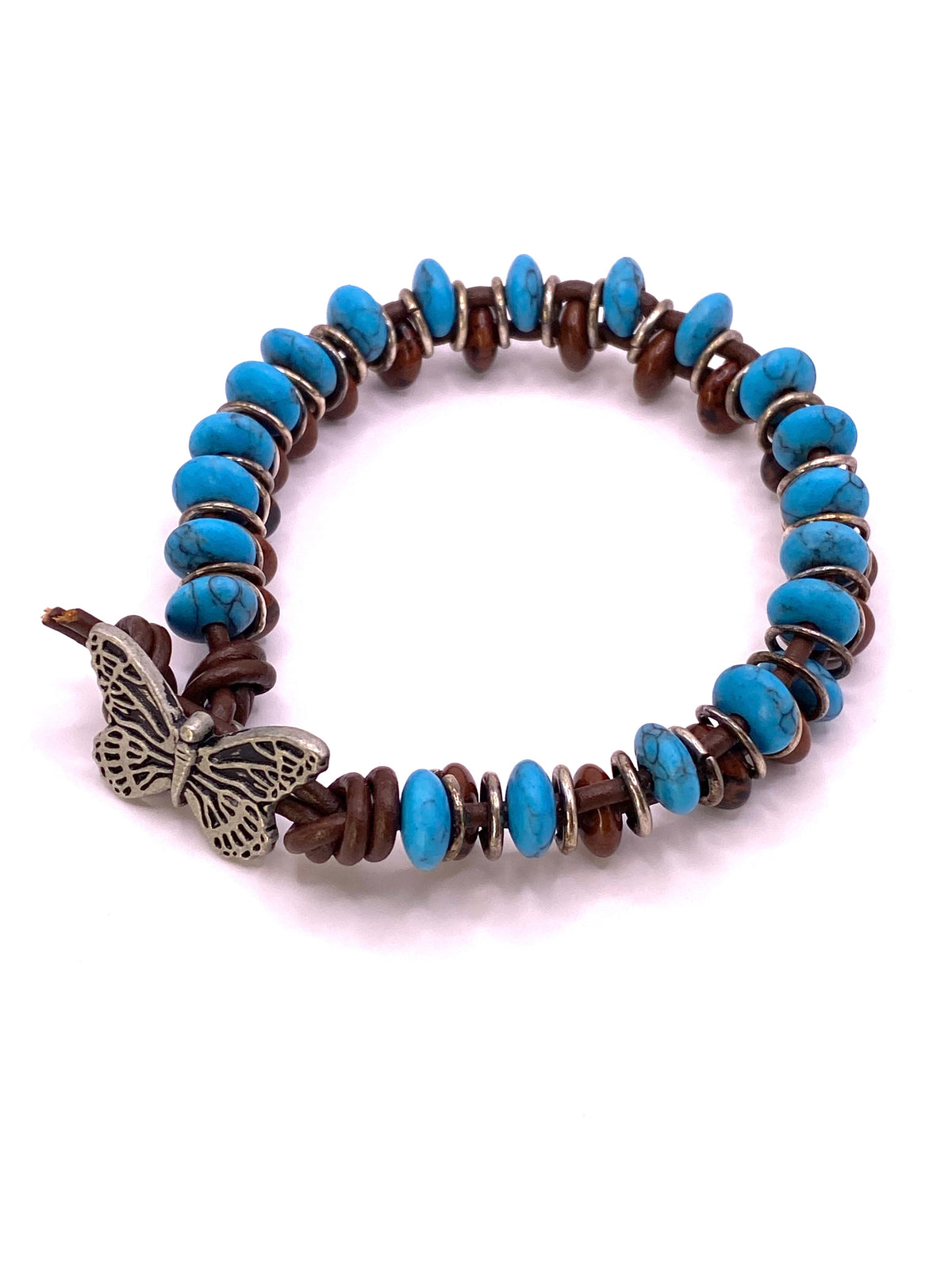 Leather, Turquoise and Tiger Eye Bracelet