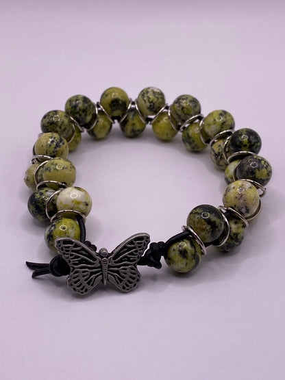 Yellow Turquoise and Leather Bracelet