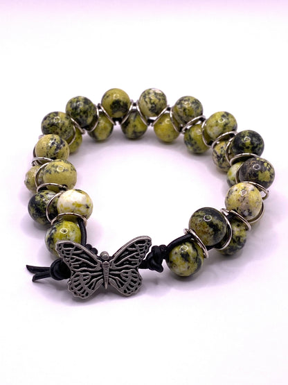 Yellow Turquoise and Leather Bracelet