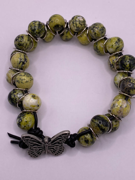 Yellow Turquoise and Leather Bracelet