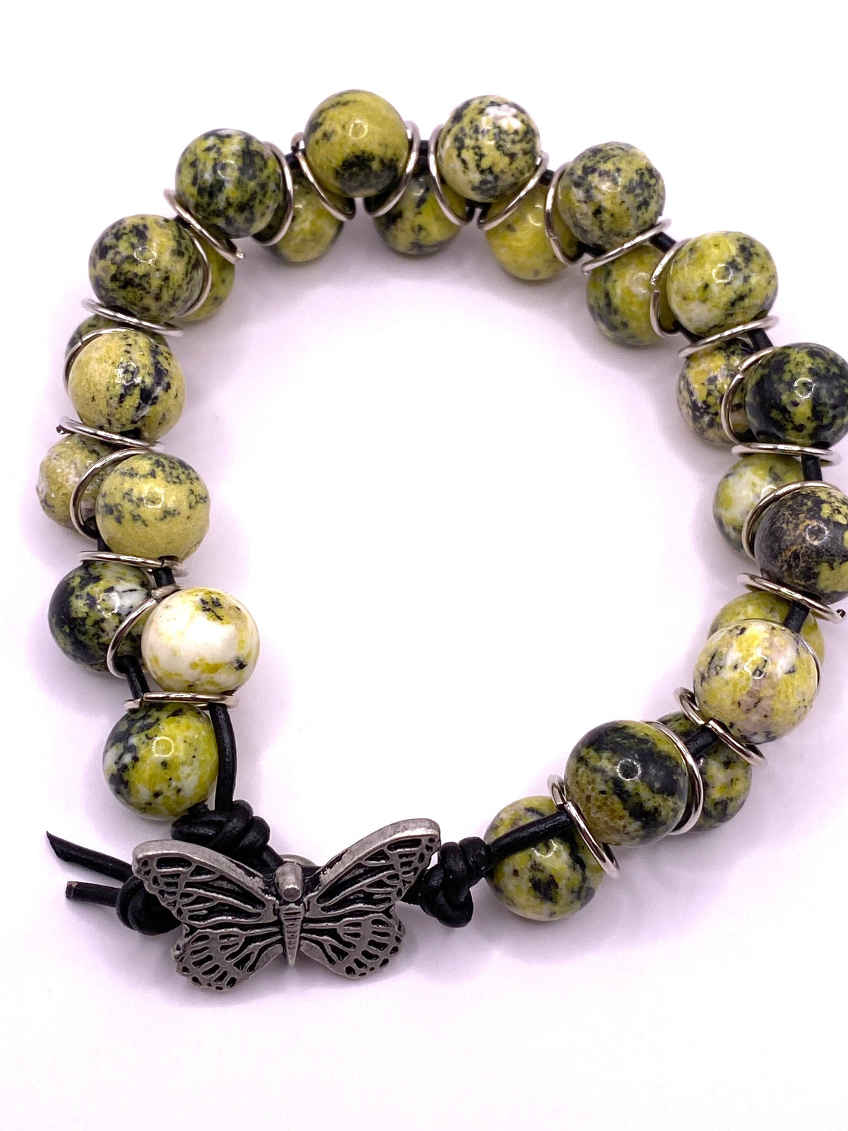Yellow Turquoise and Leather Bracelet