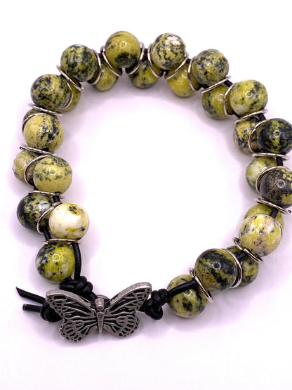 Yellow Turquoise and Leather Bracelet