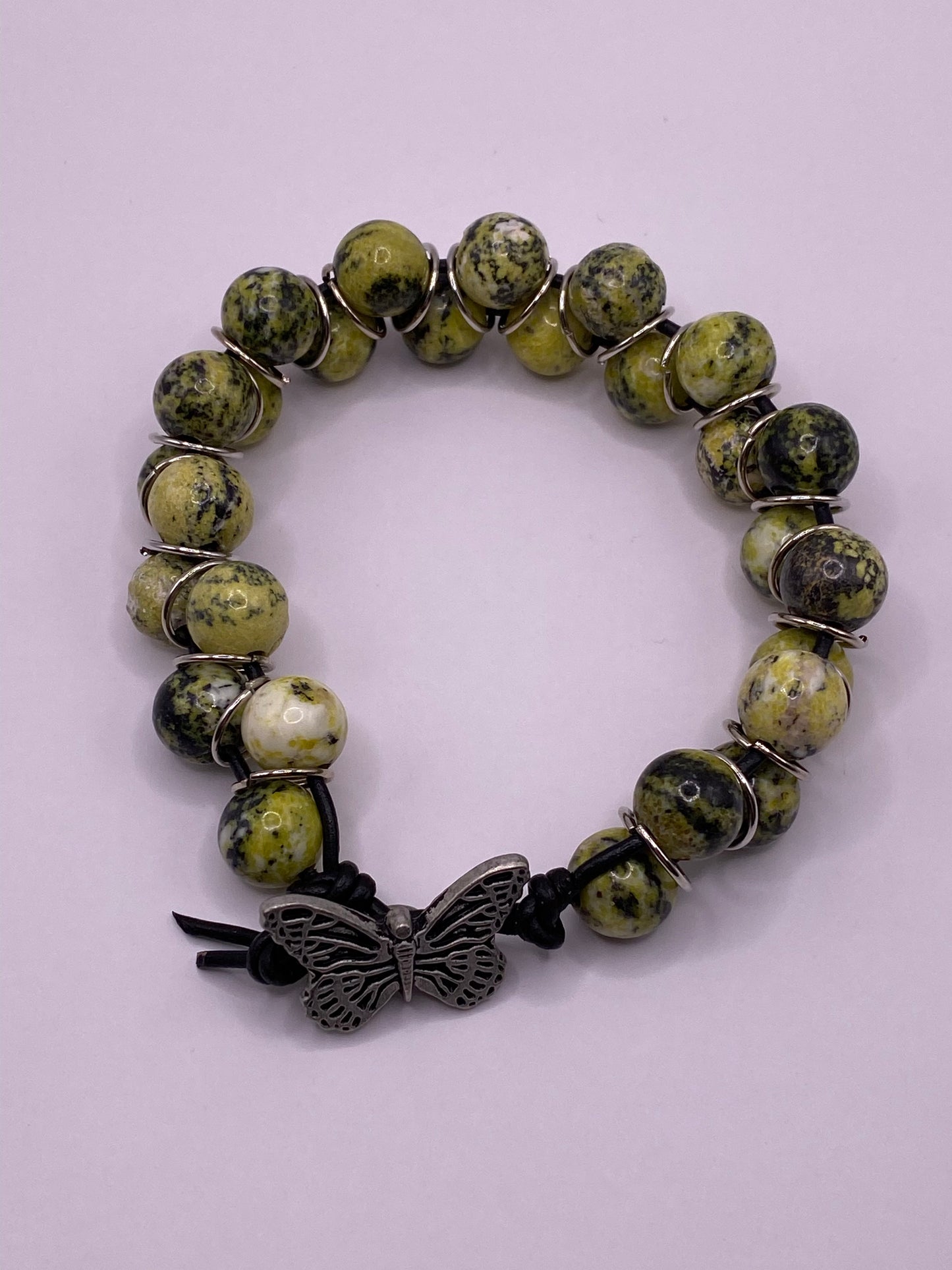 Yellow Turquoise and Leather Bracelet