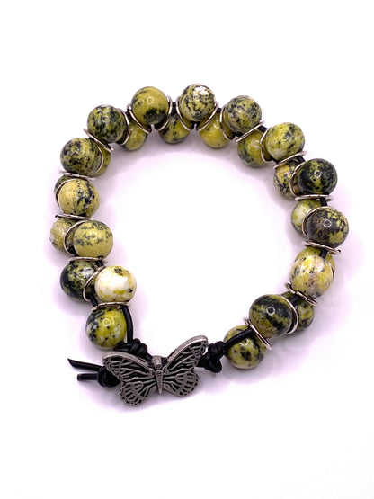 Yellow Turquoise and Leather Bracelet