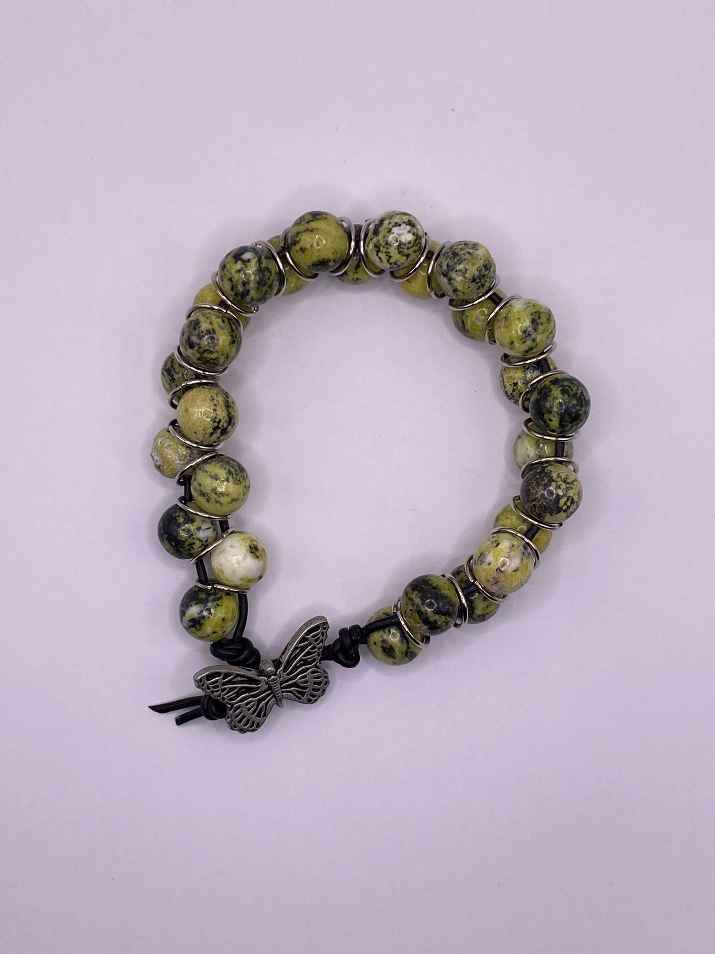 Yellow Turquoise and Leather Bracelet