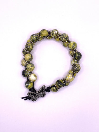 Yellow Turquoise and Leather Bracelet