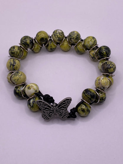 Yellow Turquoise and Leather Bracelet